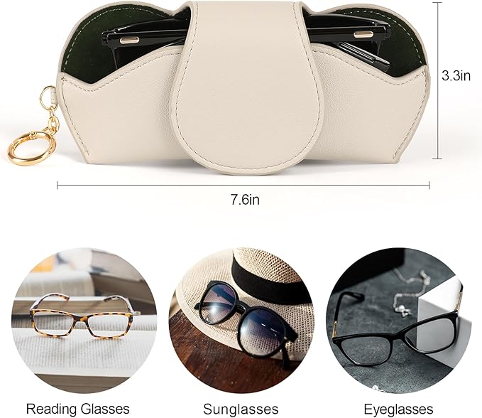 KINIVA Sunglasses Holder for Car Visor Faux Leather Glasses Case with Detachable Clips for Car Visor Automotive & Travel
