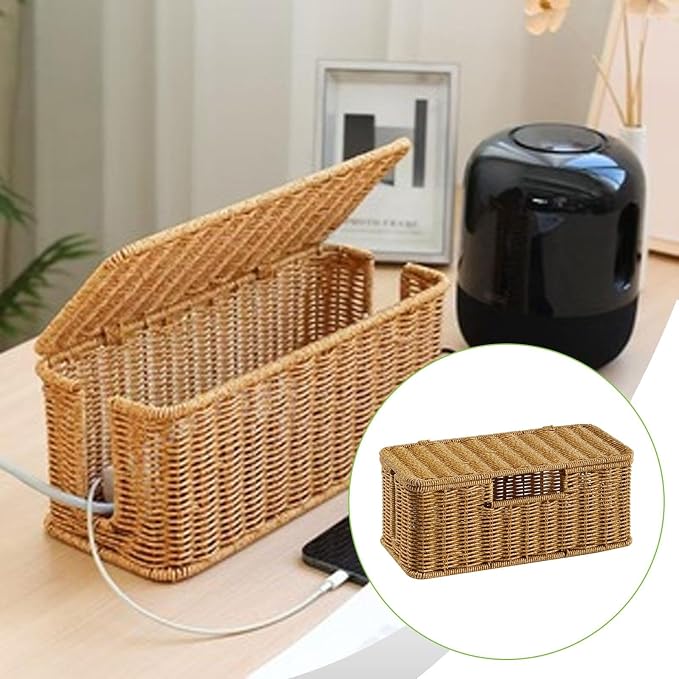 Cables Management Box Rectangle Office Concealer,with Lid Wire Storage Desk Cables Organizer Power Strip Box for TV Wires