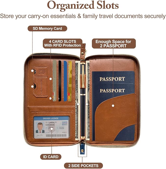 Family Passport Holder for Travel Women and Men RFID Passport Holder with Card Slots Holder Passport Case Passport cover Passport Wallet Travel Essentials and Accessories