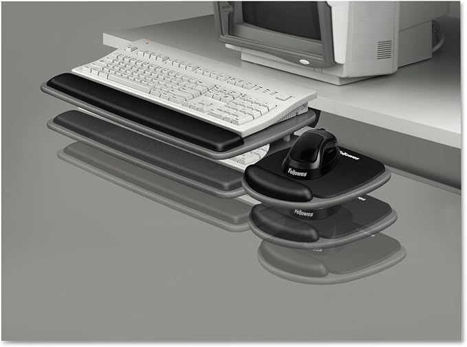 Fellowes 93841 Adjustable Standard Keyboard Platform, 20-1/4w x 11-1/8d, Graphite/Black, 4.5" x 30.5" x 20"