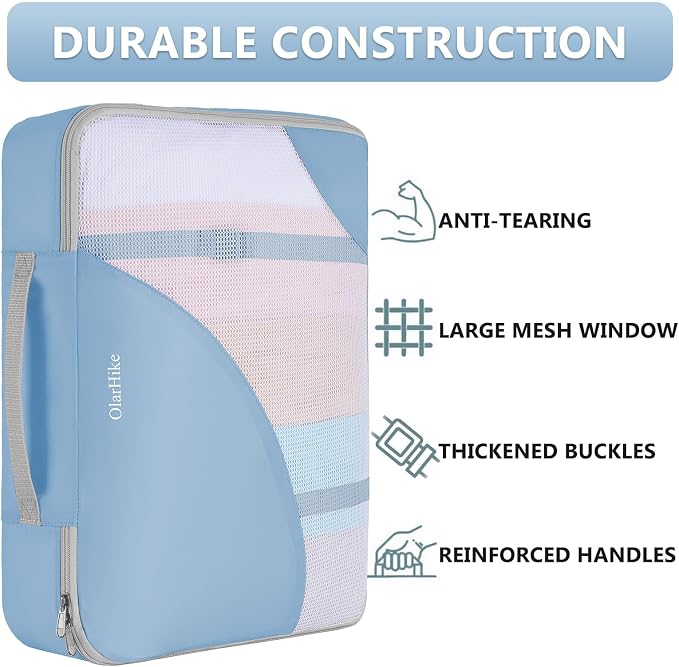 8 Set Packing Cubes for Travel, Gifts for Women Mom,Anti-Tearing Suitcase Organizer,OlarHike Vacation Essentials & Accessories for Cruise Ship