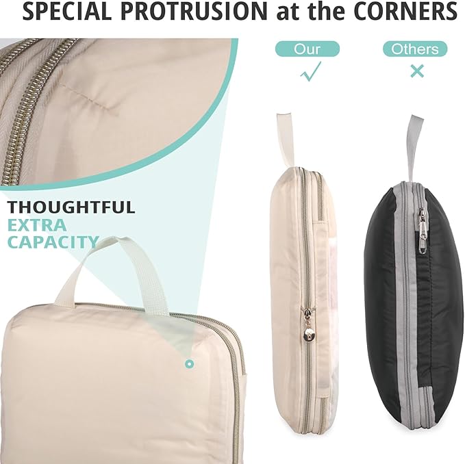 Compression Packing Cubes for Travel, Bunnychill Portable Zipper Packing Cube for Cloting, Expandable Space Saver Storage Luggage Organizer Bags for Suitcases
