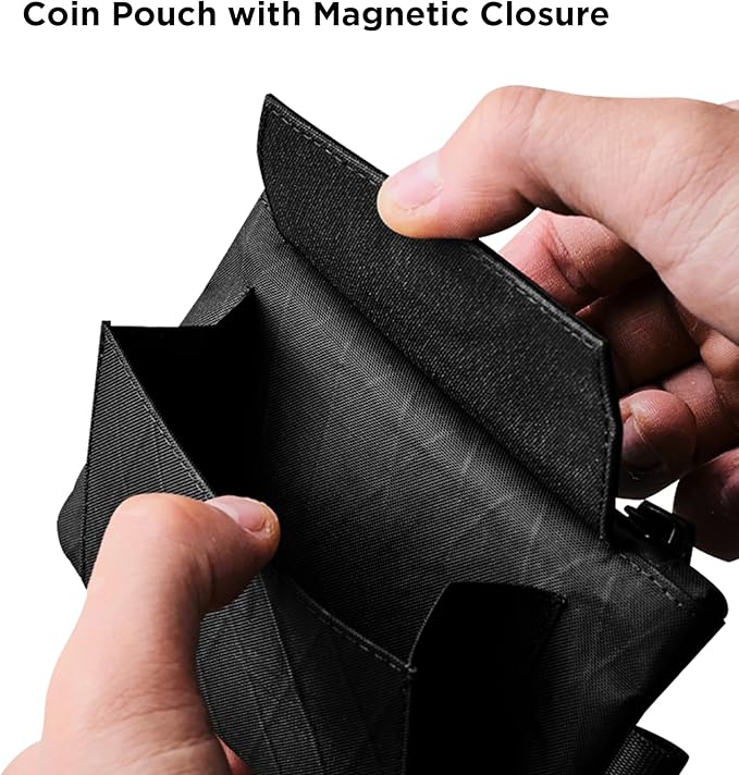 ALPAKA Zip Pouch Coin - Compact EDC Card Holder and Cash Wallet - RFID Blocking Minimalist Travel Wallet - Weatherproof Black X-Pac VX21 Fabric