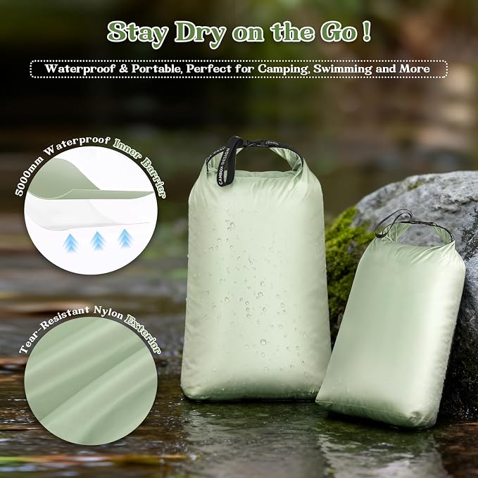 2-Pack Waterproof Travel Laundry Bags, Wet Dry Organizer to Block Odors & Prevent Suitcase Leaks, Roll-Up Dirty Clothes Pouch for Gym, Swim, Camping & Family Vacations