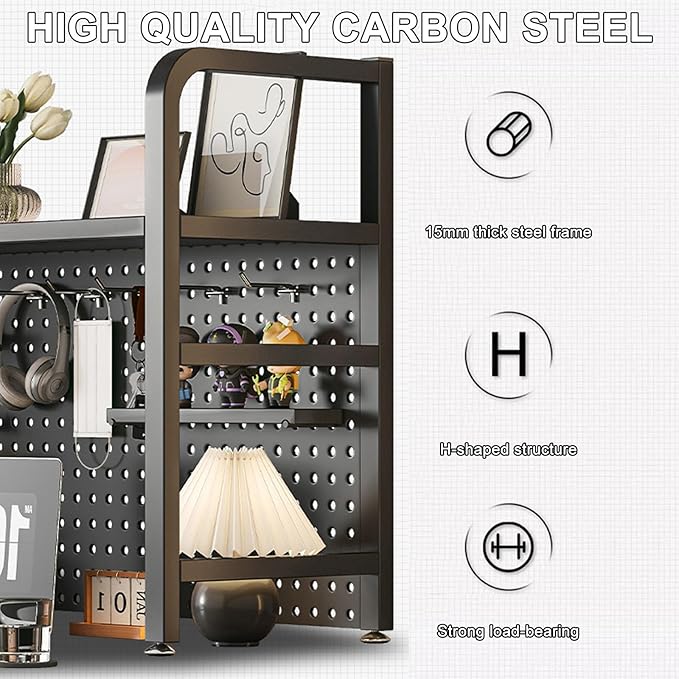 Standing Desk Shelf Desk Shelf Organizer, Countertop Hutch Bookcase Organizer, Desktop Bookcase Bookshelf Desk Hutch, Home Decor, Load Bearing Capacity 50 kg/110 lbs(Black,95*98*20cm/37*39*8in)