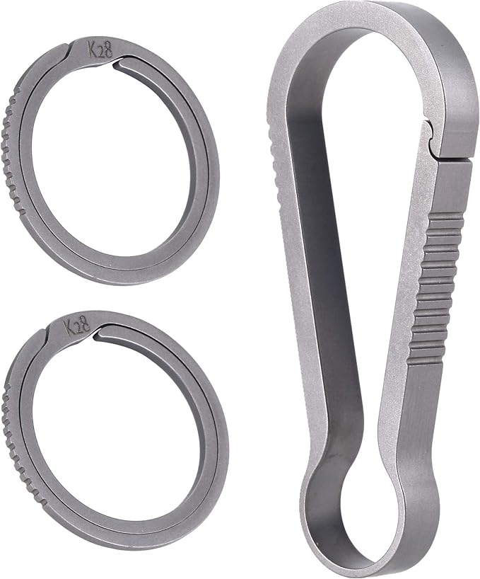 BANG TI Titanium Quick Release Keychain Clip and Side Pushing Key Rings Kit