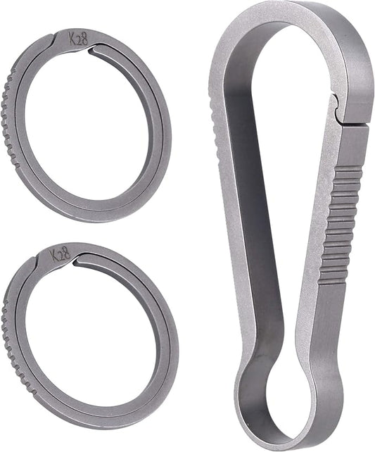 BANG TI Titanium Quick Release Keychain Clip and Side Pushing Key Rings Kit
