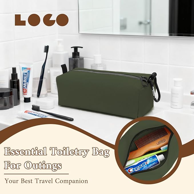 Small Toiletry Bag for Men, Travel Bag Waterproof and Foldable for Storage Mini Toiletry Bag Equipped With Carabiner for Easy Portability (army green)