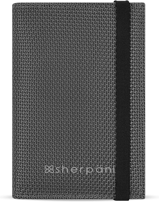 Sherpani Vienna, RFID Blocking Passport Holder, Travel Passport Cover Wallet, Travel Documents Organizer Protector for Women, Travel Gift (Granite Signature)
