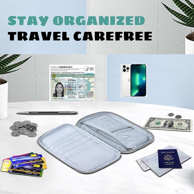 Amazing practical,Passport Holder Family, Women Rfid BlockingWallet, Travel Wallets, Waterproof Passport Holders Bag for Men Traveling, Travel Document Organizer Credit Cards Case (Gray)