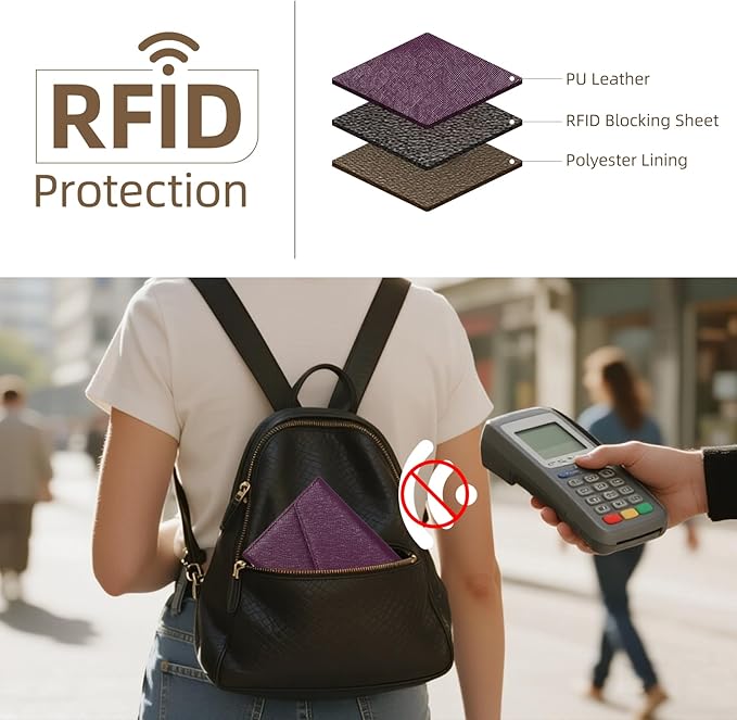 ZOPPEN Mulit-purpose Rfid Blocking Passport Holder Travel Wallet (Ver.4) Passport and Vaccine Card Holder ComboTri-fold Document Organizer Travel Essentials