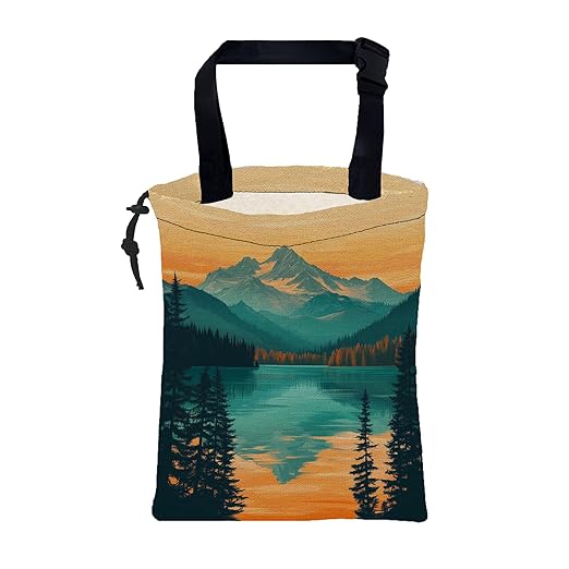 Car Garbage Bag Mountain and Forest at Sunset Hanging Canvas Car Trash Bag Drawstring Car Back Seat Organizer for Car Back Front Seat Console with Adjustable Buckle