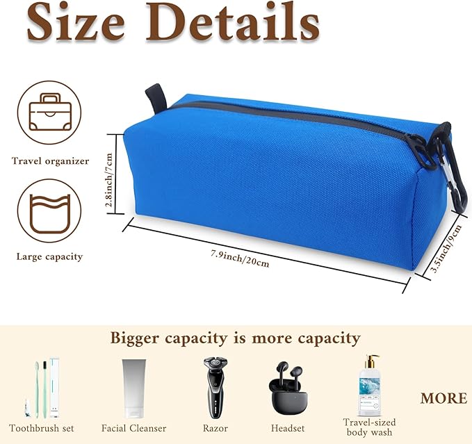 Small Toiletry Bag for Men, Travel Bag Waterproof and Foldable for Storage Mini Toiletry Bag Equipped With Carabiner for Easy Portability (blue)