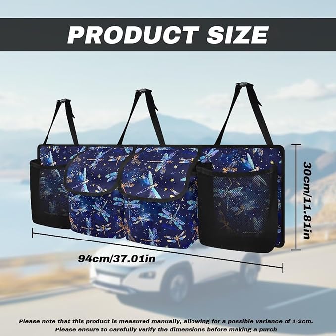 Blue Dragonfly Car Trunk Organizer and Storage Backseat Hanging Storage Car Accessories Vehicle Backseat Cargo Storage Bag for SUV, Truck, MPV,Van