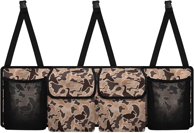 Duck Hunting Car Backseat Organizer Hanging Cars Storage Organizer with 4 Pocekts Space Saving Hanging Automotive Back Seat Organizers Storage Bag for Cars SUV Sedans