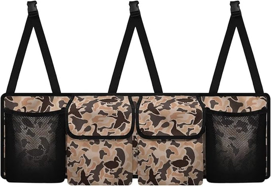 Duck Hunting Car Backseat Organizer Hanging Cars Storage Organizer with 4 Pocekts Space Saving Hanging Automotive Back Seat Organizers Storage Bag for Cars SUV Sedans