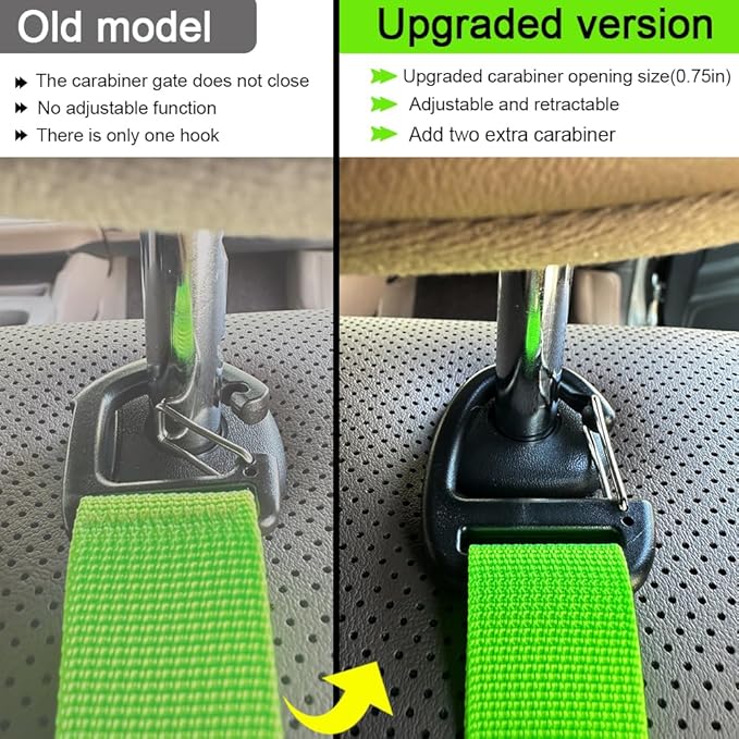 Car Headrest Hooks, Backseat Storage Organizer Hangers, Universal Vehicle Seat Back Hooks, 4 Pack (brightgreen)