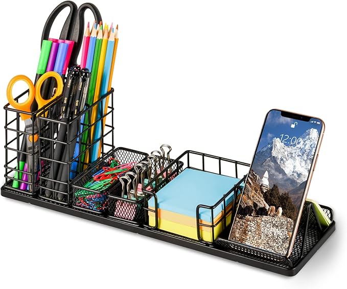 Topwey Pen Holder for Desk, Rotating Pencil Holder, Cup Holder for Desk Office, Pen Organizer in Black (Jet Black)