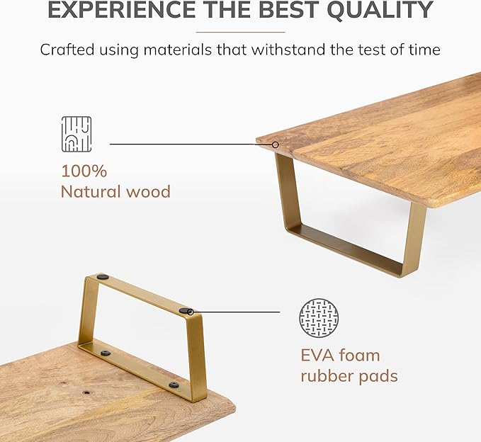 Anji Mountain Monitor Stand - Desktop Organizer & Laptop Riser, Ergonomic Monitor Riser, Space-Saving Monitor Stand for Desk, Durable Construction, Easy Assembly, Ideal for Home & Office,Natural