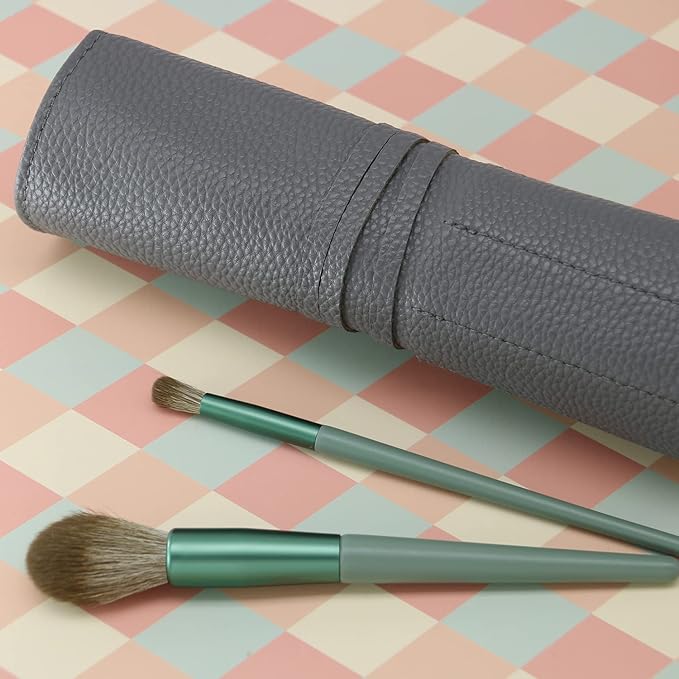 Bird&Fish Makeup Brush Case Travel, makeup brush case roll up,brush holder makeup,Holder Organizer Brushes Pouch Cosmetic Bag for Travel，Rolling Bag Storage Case PU Leather