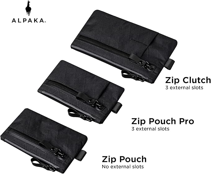ALPAKA Zip Pouch Pro - Minimalist Zipper Wallet - with RFID Blocking ID Card Holder Wallet with Zipper for Men with Multi-tool Slot