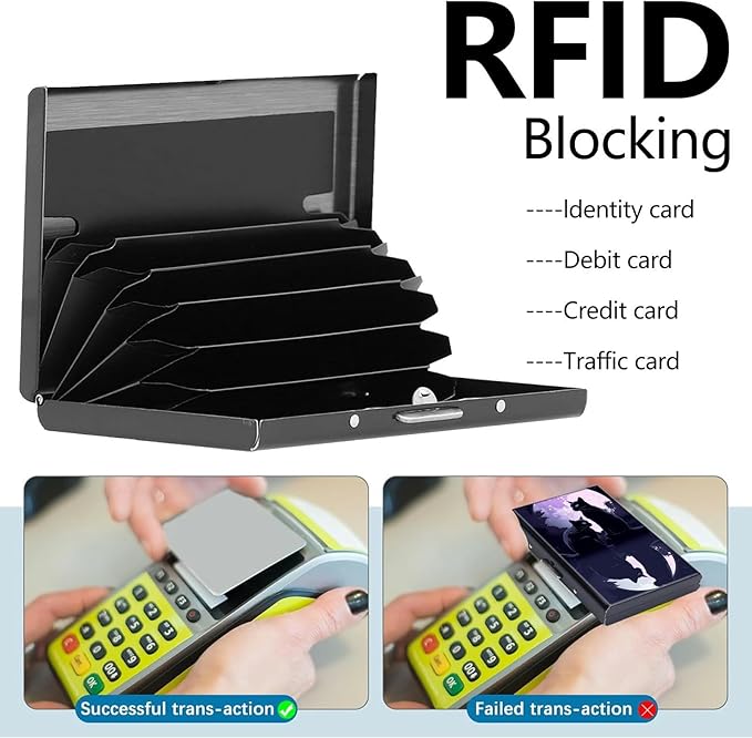 Credit Card Holder, Black Cat and Moon Design Mini RFID Blocking Aluminum Wallet Slim Metal Hard Case Shell Travel Wallet ID Case Small Credit Cards Case Business Cards for Women Men Girls