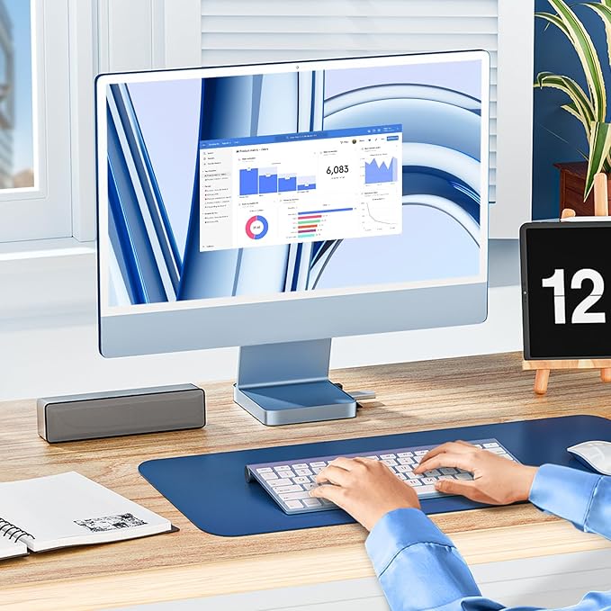 USB C Hub for iMac 24 inch 2021/2023/2024, Minisopuru i-Mac Hub Support M.2 NVMe SSD, i Mac Accessories for iMac M1/M3/M4, Docking Station with USB A/C 10Gbps, SD/TF, M.2 SSD (Not Included), Blue.
