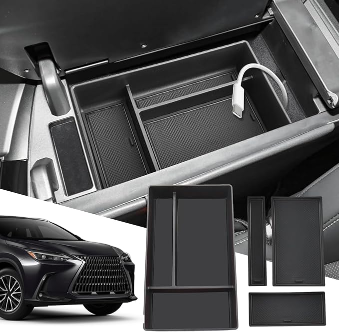 SXCY for 2022 2023 2024 2025 2026 Lexus NX Center Console Organizer Tray for 2022 2023 2024 2025 2026 Lexus NX 350 Accessories Console Tray 2023 2024 2025 2026 NX Center Console Organizer (Black)
