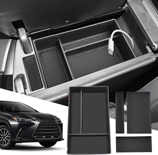 SXCY for 2022 2023 2024 2025 2026 Lexus NX Center Console Organizer Tray for 2022 2023 2024 2025 2026 Lexus NX 350 Accessories Console Tray 2023 2024 2025 2026 NX Center Console Organizer (Black)