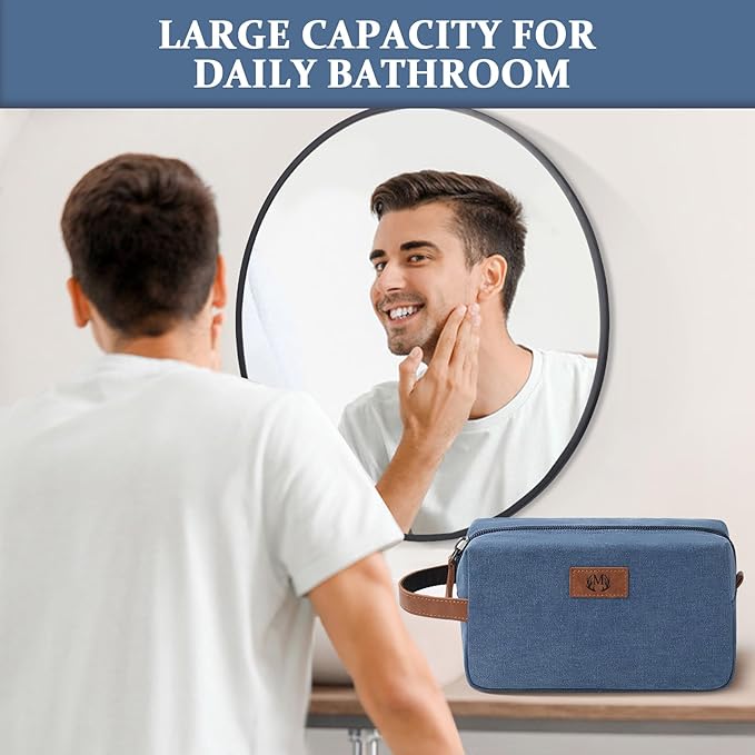 Janhavi Waterproof Make Up Bag, Personalized Initials & Wheat Ear,Travel Essentials Toiletries Men, Men's Accessories Storage, Mens Travel Bag Toiletry,Traveling bags for men(Blue Q)