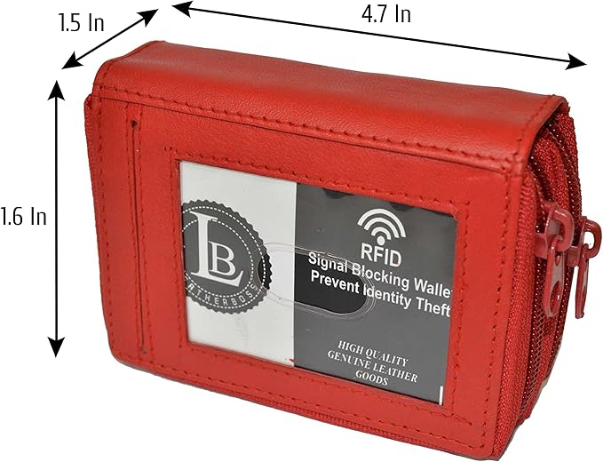 Leatherboss Leather RFID Identity Safe Double Zippered Accordion Wallet