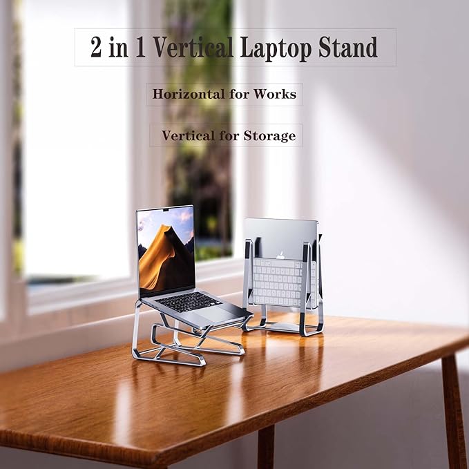 Aluminum Laptop Stand for Desk,Ergonomic Computer Riser,Detachable Portable Laptop Holder,Compatible for MacBook,Tablet and Laptops in 10"-15.6"(Silver)