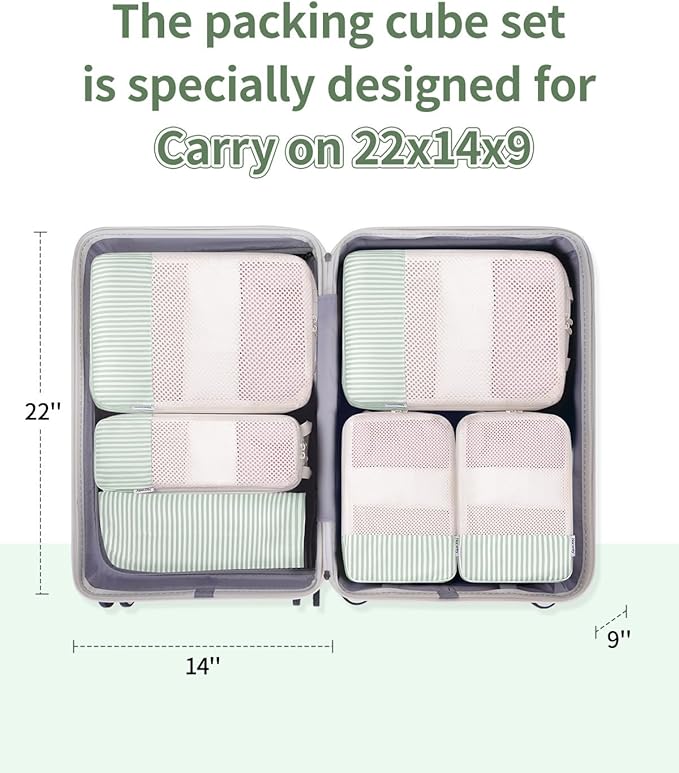 Narwey 6 Set/5 Set Compression Packing Cubes for Travel Kids Women Carry on, Packing Organizers Bag for Backpack Luggage Suitcase Duffle Bags