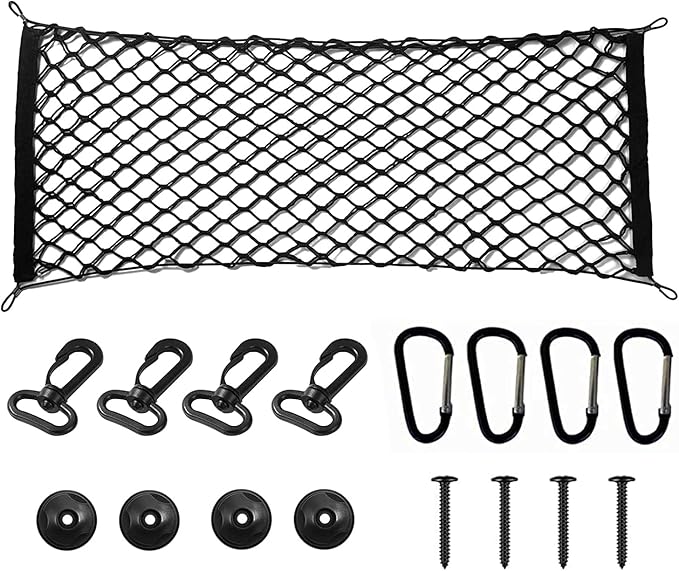 Truck Bed Cargo Net Nylon Universal Heavy Duty Truck Storage Mesh Pouch Pickup Cargo Organizer Trunk Mesh Cargo Net (51x18 Inch)