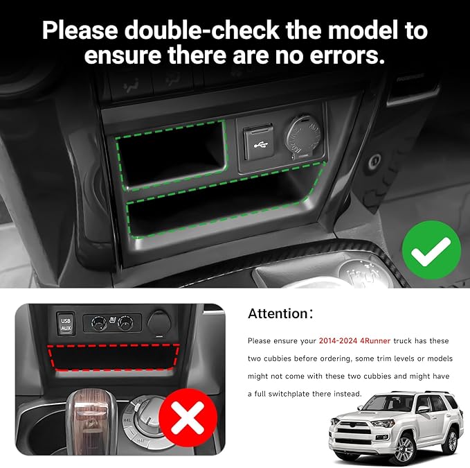 Hellet Center Console Organizer Storage Drawer Compatible with Toyota 2014-2020 2021 2022 2023 2024 4Runner Interior Accessories 2-piece Set Storage Box Insert Organizer Tray