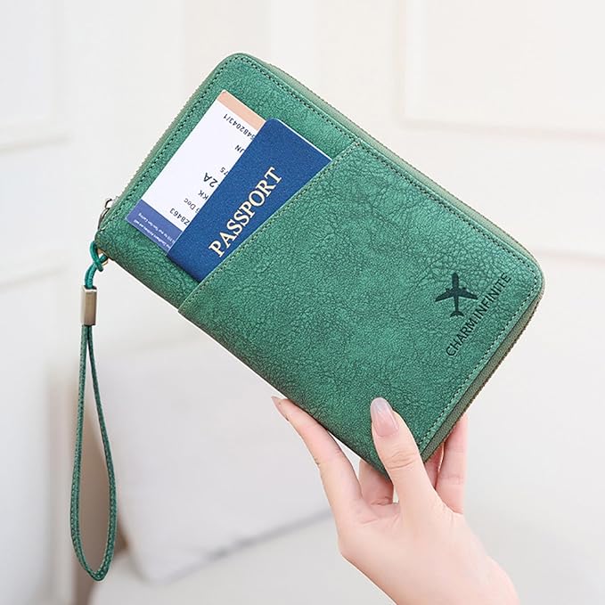 Passports Holder Travel Wallet with Rfids Blocking Document Organizers Case Holds Passports, Cards, Tickets, Cash Women Men Trav
