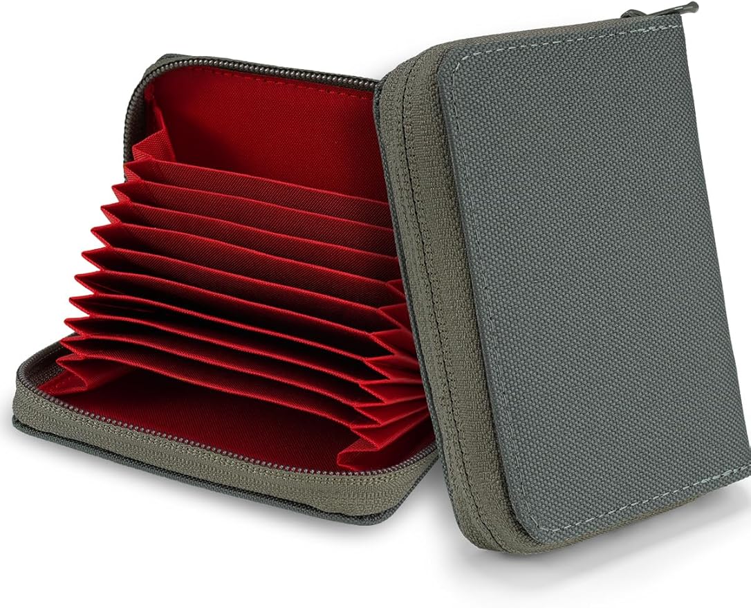 TACTICAL_GEEK PC1 EDC 11-Slot Nylon Card Holder for Credit Cards, Lightweight Zippered Minimalist Wallet for Men and Women, with Coin Pouch, Ultra-light and Waterproof (Grey)