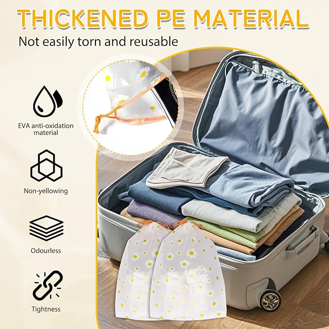 Shoe Bags for Travel, 15.7" x 11.8" Travel Shoe Bags for Packing, Large Waterproof Portable Travel Shoe Storage Bags Travel Essentials Women for and Men (20, Daisy)