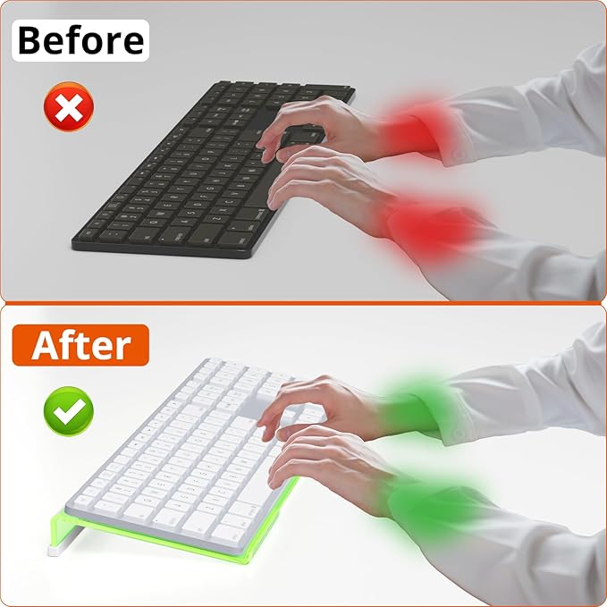 Richboom Epoptic Green Acrylic Tilted Computer Keyboard Holder for Easy Ergonomic Typing, Keyboard Stand for Office, Home, School, Fluorescent Green