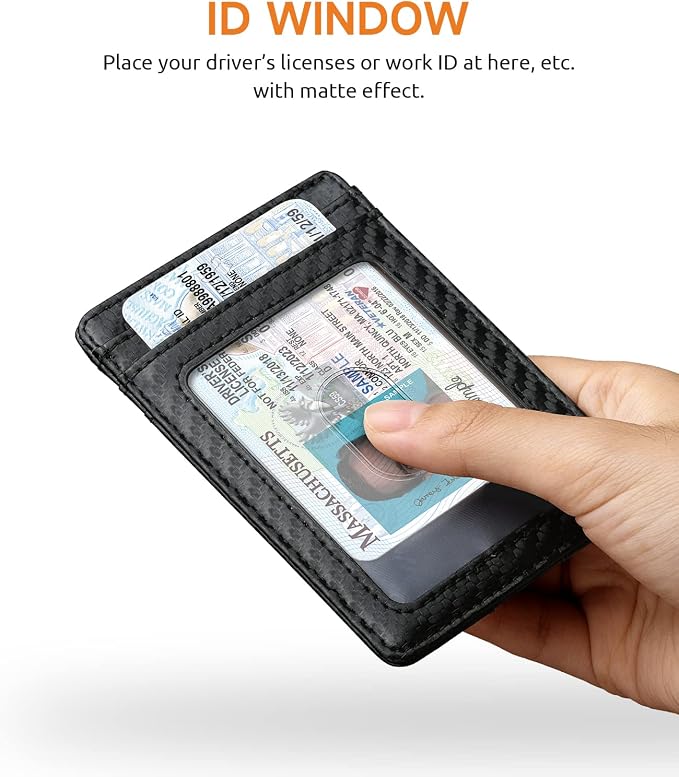 Buffway Mens Slim Wallet, Minimalist Thin Front Pocket Leather Credit Card Holder with RFID Blocking for Work Travel | Minimalist