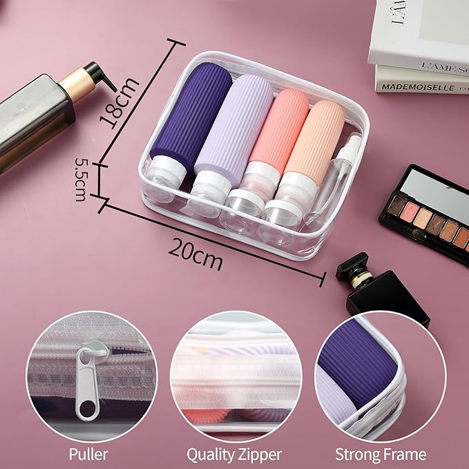 Mrsdry 16 Pack Travel Bottles for Toiletries, Large 6oz Silicone Travel Containers with No-Drip Valve and Wide Opening