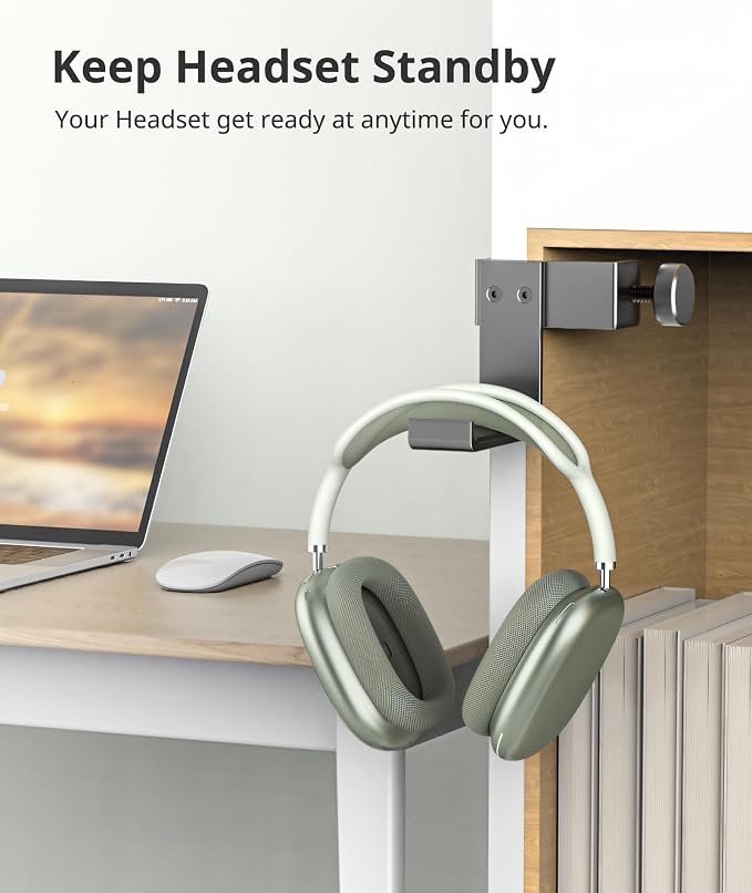 Headphone Stand Hanger Holder 2 Pack, Space-Saving Aluminum Soundbar Stand with Universal Fit for Gaming PC Accessories