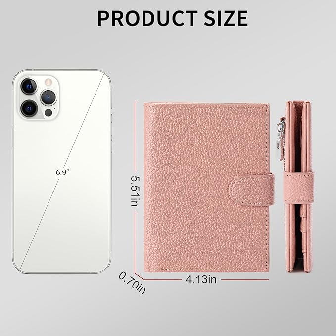 Passport Holder Wallet for Women,RFID Blocking Zippered Coins Pocket and Cash Slot Slim Compact Travel Wallet Passport Cover Case