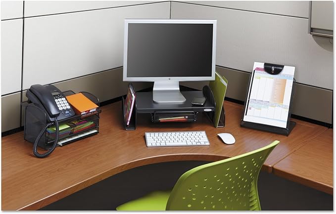 Safco 3603BL Wood Desk Riser, Optimize Supplies and Monitor Heights, Organize Desk and Tables, 8.25 Inch Riser, Black