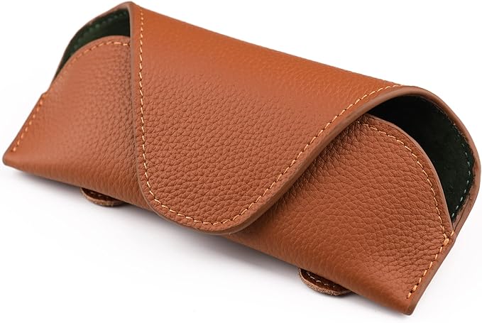 Magnetic Sunglass Holder for Car Visor Clip, Leather Car Glasses Holder, Visor Accessories Eyeglasses Holder Glasses Storage Case (02-Brown)