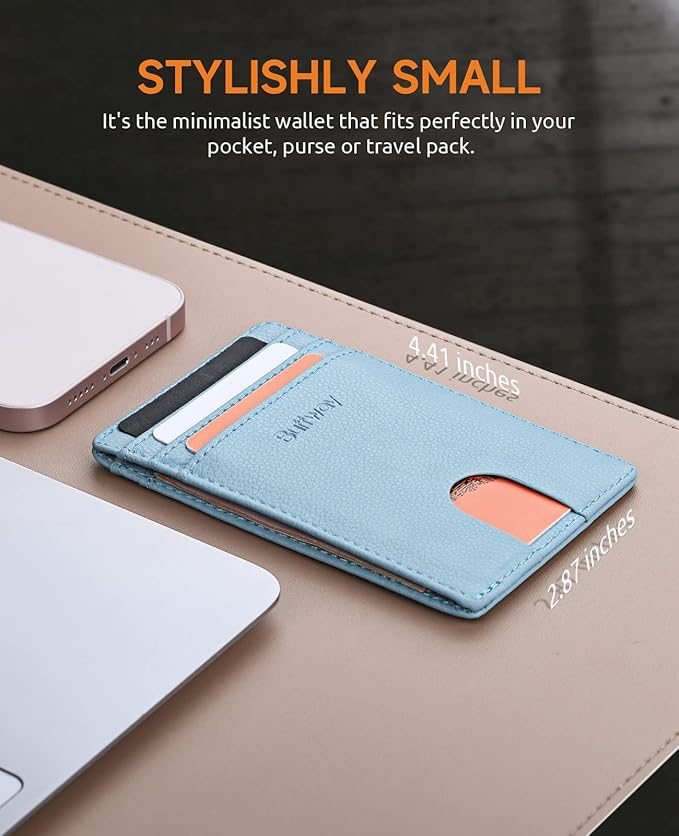 Buffway Mens Slim Wallet, Minimalist Thin Front Pocket Leather Credit Card Holder with RFID Blocking for Work Travel | Minimalist, Thin, Front Pocket, Credit Card Holder, RFID Blocking, for Work Travel