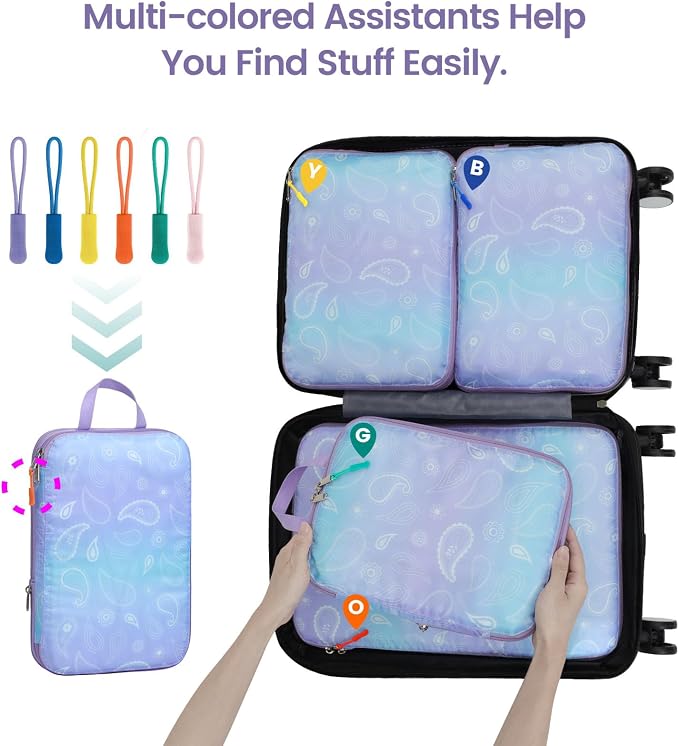 Cambond Compression Packing Cubes for Travel - Lightweight Expandable Travel Bags Luggage Organizers Travel Essentials Compression Cubes for Travel Space Saver for Carry on Suitcases Organizer