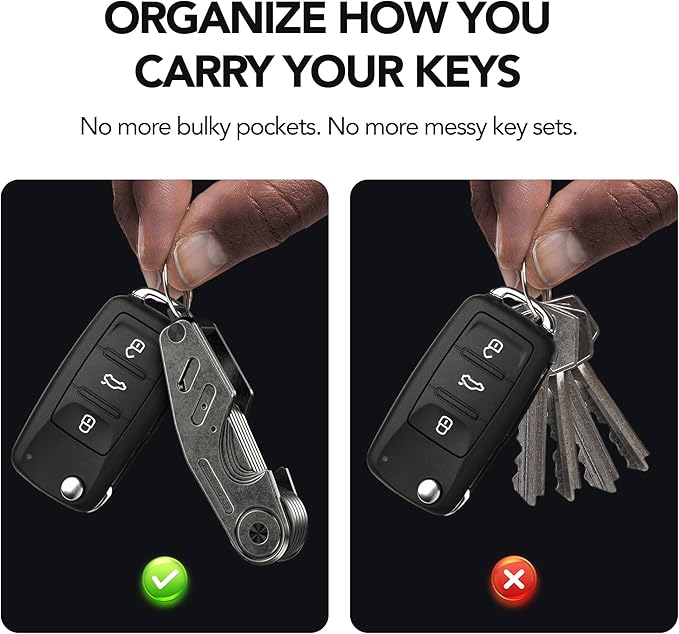 Key Organizer Compact Key Holder, Minimalist Clutter-Free EDC Smart Keychains, Metal Car Key Chain Secures 2-6 keys