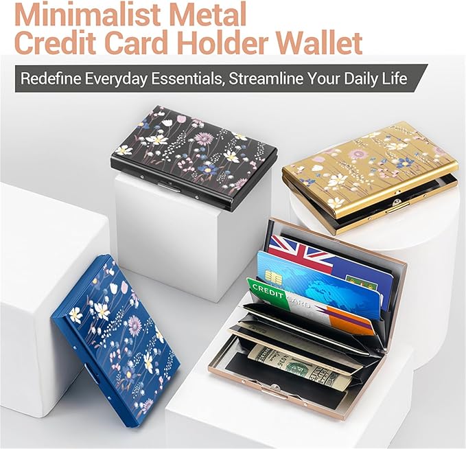 BONSYL® Credit Card Holder, RFID Blocking Slim Metal Credit Card Wallet, with Card Slots, for Women and Men. | RFID Blocking, Slim, 6 Card Slots