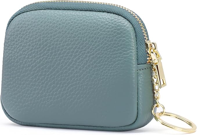 SENDEFN Mini Coin Purse Soft Leather Small Coin Pouch Purses Women Zipper Pocket with Key Ring